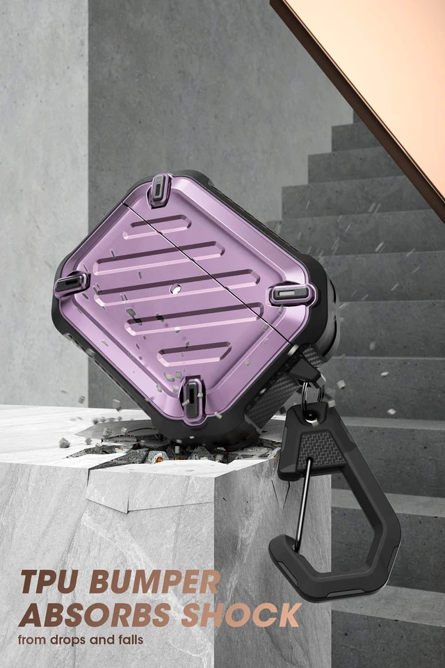 Alt view image 2 of 6 - Unicorn Beetle Pro Series Case Designed for Airpods Pro, Full-Body Rugged Protective Case with Carabiner for Apple Airpods Pro (Purple)