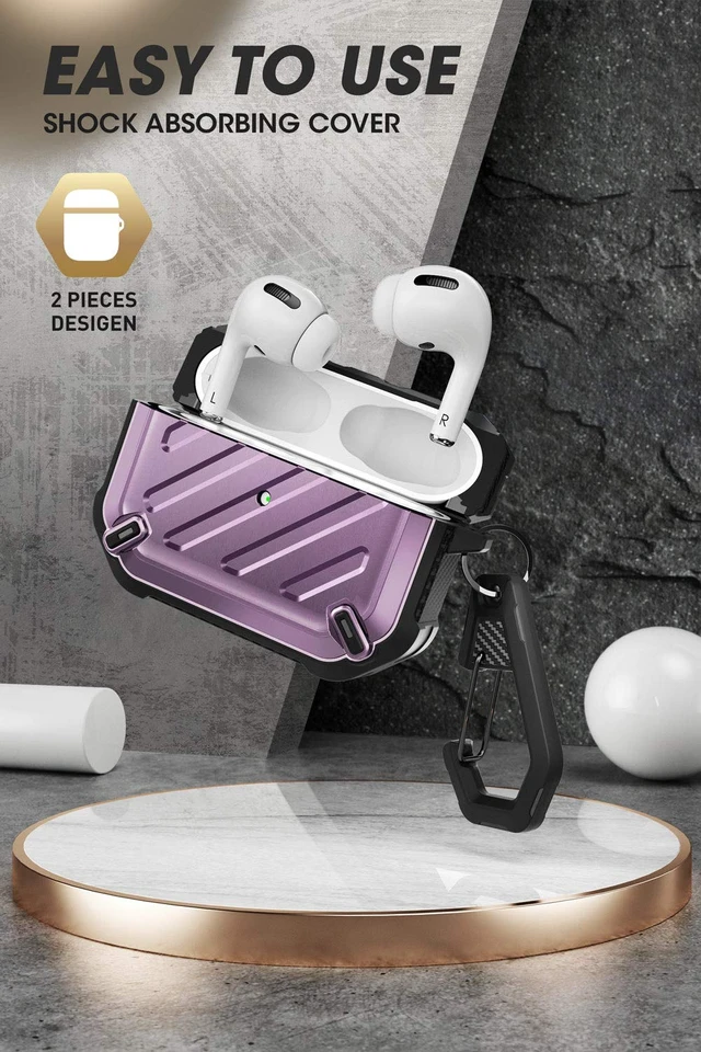 Alt view image 3 of 6 - Unicorn Beetle Pro Series Case Designed for Airpods Pro, Full-Body Rugged Protective Case with Carabiner for Apple Airpods Pro (Purple)