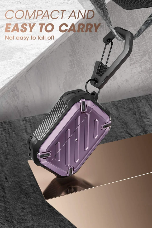 Alt view image 4 of 6 - Unicorn Beetle Pro Series Case Designed for Airpods Pro, Full-Body Rugged Protective Case with Carabiner for Apple Airpods Pro (Purple)
