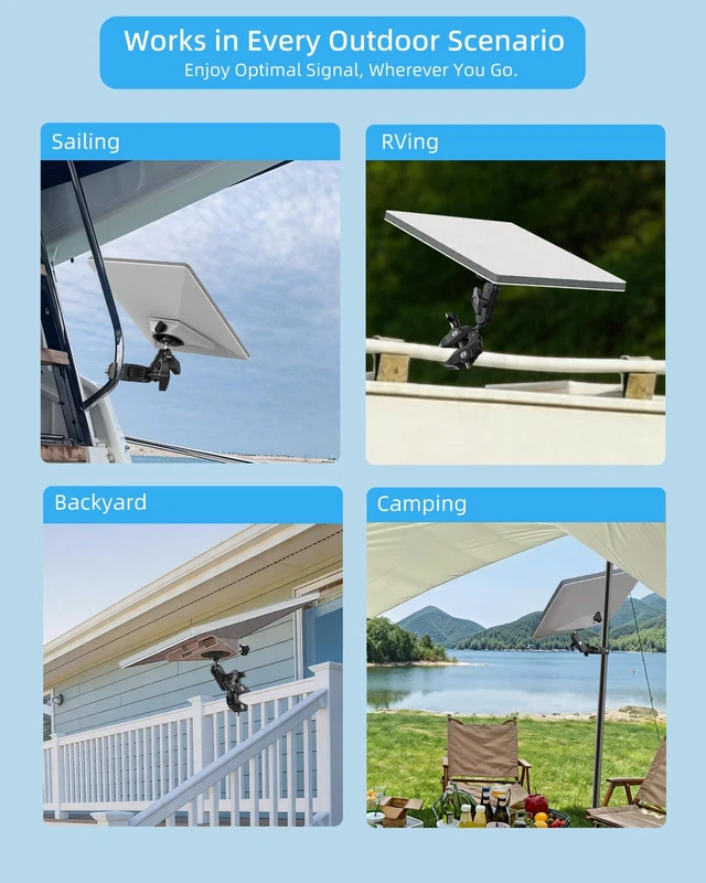 Alt view image 6 of 7 - for 2026 2025 Starlink Mini Clamp Mount and 2024 Pipe Adapters, Compatible with Starlink Mini Pipe Adapter and Flat Mount for RV Pole Yacht Camper Guardrails Car Boat Balcony Roof Aluminum