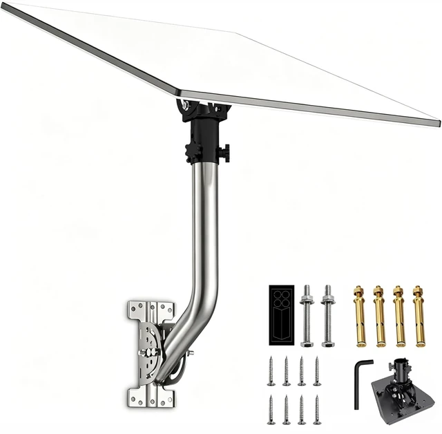 Main image of Star Link Gen 3 Wall Mount, 430 Stainless Steel Pole with Aluminum Alloy Pipe Adapter, Adjustable Tilt Angle, Star Link Mounting Kit, Compatible with Gen 3/Standard 4/Standard 4X Dish