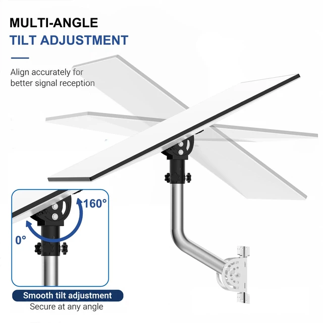 Alt view image 4 of 7 - Star Link Gen 3 Wall Mount, 430 Stainless Steel Pole with Aluminum Alloy Pipe Adapter, Adjustable Tilt Angle, Star Link Mounting Kit, Compatible with Gen 3/Standard 4/Standard 4X Dish