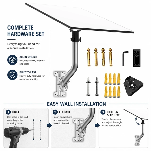 Alt view image 5 of 7 - Star Link Gen 3 Wall Mount, 430 Stainless Steel Pole with Aluminum Alloy Pipe Adapter, Adjustable Tilt Angle, Star Link Mounting Kit, Compatible with Gen 3/Standard 4/Standard 4X Dish