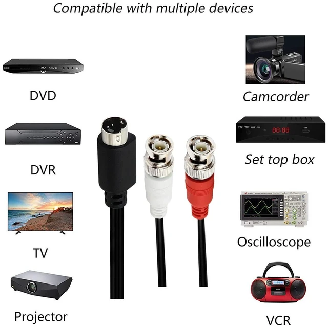 Alt view image 4 of 5 - S-Video 4 PIN to BNC Splitter Cable, Mini DIN 4 Pin S-Video Male to 2 Dual BNC Male Y Splitter Connectors (1.5M/5Feet)