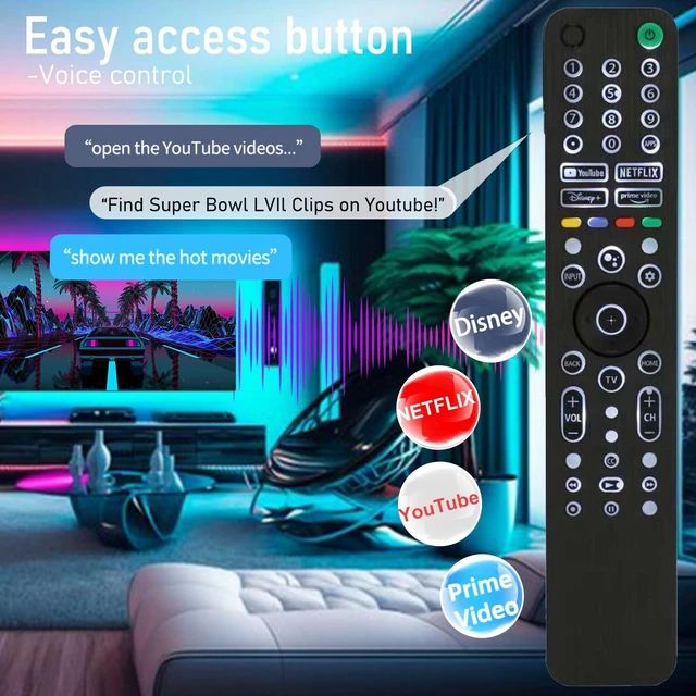 Alt view image 4 of 7 - Backlit Voice Remote Control for Sony TV. Universal Remote Control Compatible with 99% 2019-2025 of Sony Bravia Smart TV and for Bravia XR/XBR/KD/K Series Google Android TVs