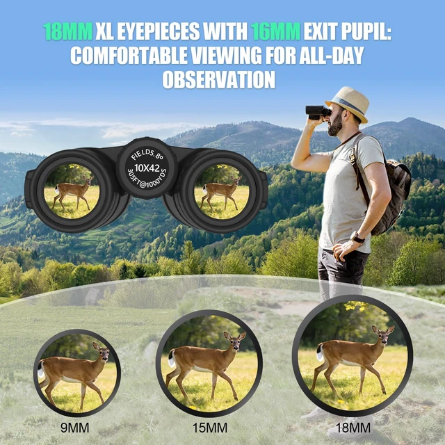 Alt view image 5 of 7 - 10x42 Binoculars with BAK4 Prism & FMC Coating - Waterproof Bird Watching Binoculars for Adults, Clear Daylight Vision for Hiking, Travel, Sports Events & Wildlife Observation