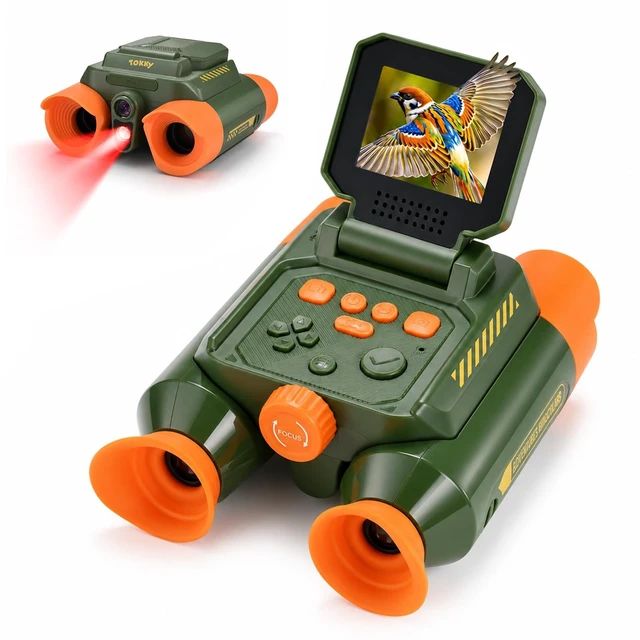 Main image of Binoculars for Kids with Camera & Night Vision, 48MP Photos 1080P Video 10X Zoom, 2.4" IPS Screen, 850nm Night Vision, 20+ Learning Games, STEM Outdoor Toys Gifts for Kids Ages 4-8-12, Green