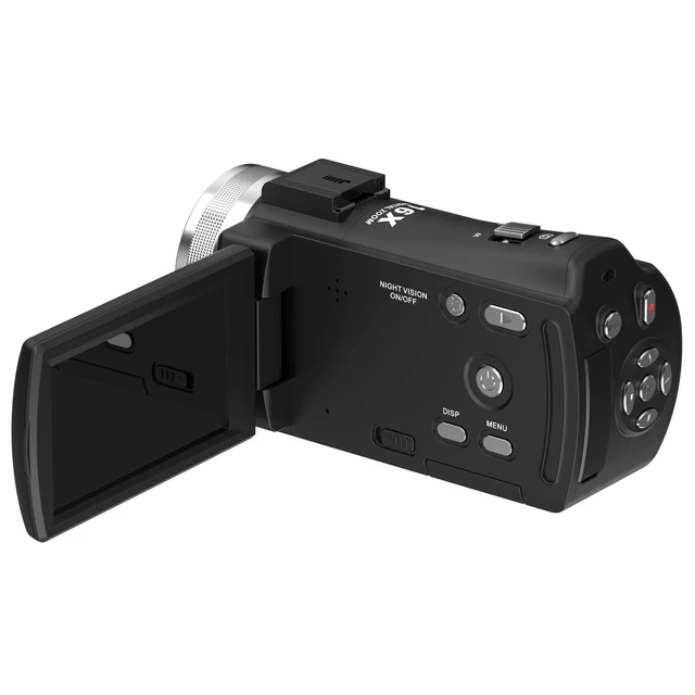 Alt view image 4 of 5 - HDV-V12 Video Camera Full HD Camcorder Digital Recorder 1080P 30FPS 30MP 3.0 Inch Rotation LCD 16X Digital Zoom Infrared Night Vision - Black (V12 Base)