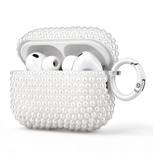 Main image of for AirPods Pro 3 Case Beaded Pearl Earbud Case with Hook, Bag Decoration Beaded Case Compatible with Apple AirPods Pro 3rd Generation 2025 with Hook, Drop Protection, No Effect on Wireless Charging