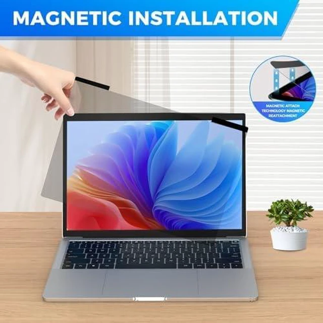 Alt view image 3 of 7 - 2Pack Magnetic Laptop Privacy Screen Filter 15.6 inch for 16:9 Widescreen Computer Monitor, Removable Anti Blue Light Privacy Shield, Anti-Glare Protector