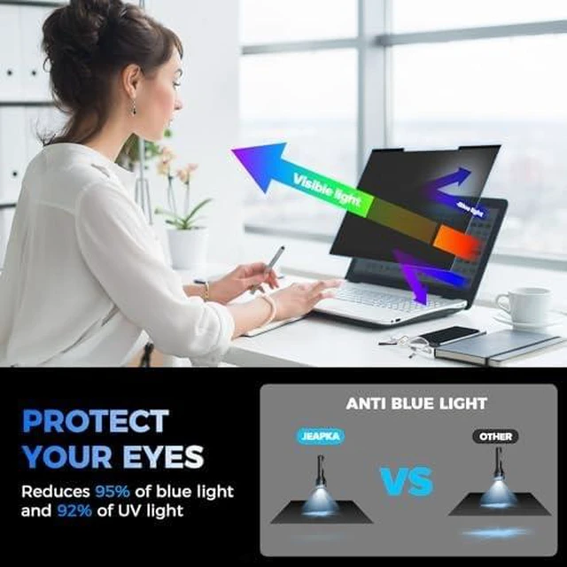 Alt view image 6 of 7 - 2Pack Magnetic Laptop Privacy Screen Filter 15.6 inch for 16:9 Widescreen Computer Monitor, Removable Anti Blue Light Privacy Shield, Anti-Glare Protector