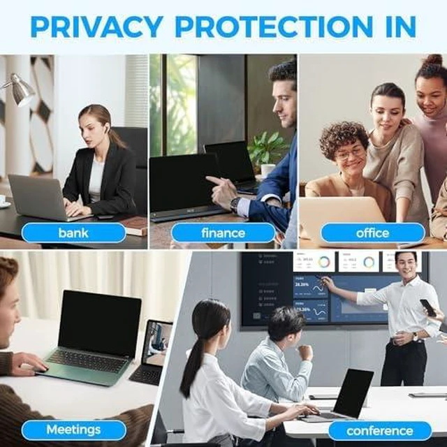 Alt view image 7 of 7 - 2Pack Magnetic Laptop Privacy Screen Filter 15.6 inch for 16:9 Widescreen Computer Monitor, Removable Anti Blue Light Privacy Shield, Anti-Glare Protector