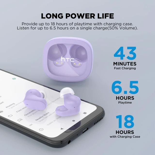 Alt view image 4 of 7 - True Wireless Bluetooth Earbuds 9 Bluetooth 5.3, in-Ear Earphones Transparent Case Design with Wireless Charging Fuction, 24Hour Playtime/Game Modes/Built-in Mic/Touch Control -Purple