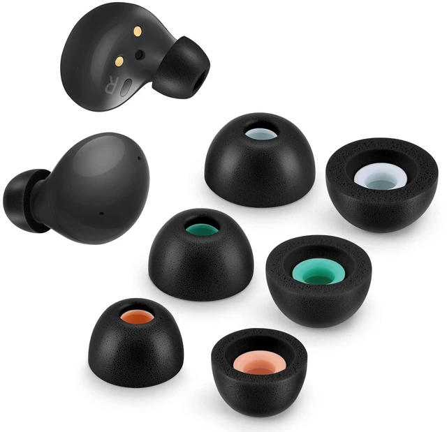 Main image of Memory Foam Tips for Samsung Galaxy Buds 2 / Plus/Beats Studio Buds, No Silicone Eartips Pain, Anti-Slip Replacement Ear Tips, Fit in The Charging Case, 3 Pairs (Assorted Sizes S/M/L, Black)