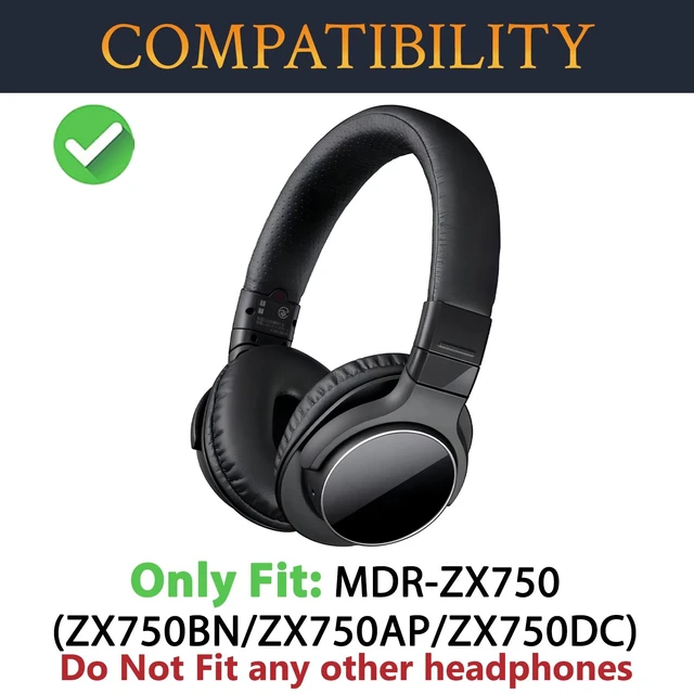 Alt view image 2 of 7 - Earpads Replacement for Sony MDR-ZX750 (ZX750BN/ZX750AP/ZX750DC) Headphones, Ear Pads Cushions with Noise Isolation Foam-CG Black