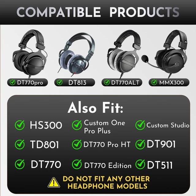 Alt view image 2 of 7 - Velour Earpads for Beyerdynamic DT770/DT770 Pro - Silver Also for DT511/DT801/DT831/DT901/HS300/MMX300/Custom One Pro Plus/Custom Studio Headphones