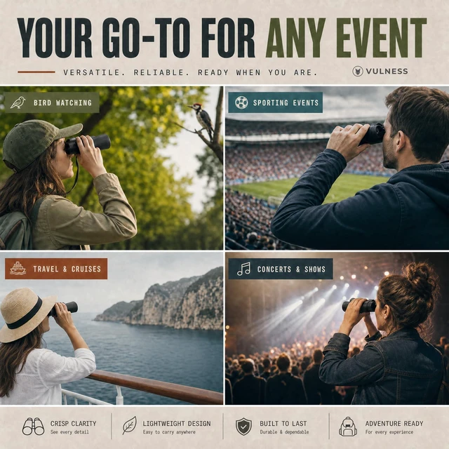 Alt view image 5 of 7 - 12x42 Binoculars for Adults, Bird Watching & Cruise Ship Travel High Powered Binocular Essentials Norwegian Alaska Must Haves Hiking Camping Gear
