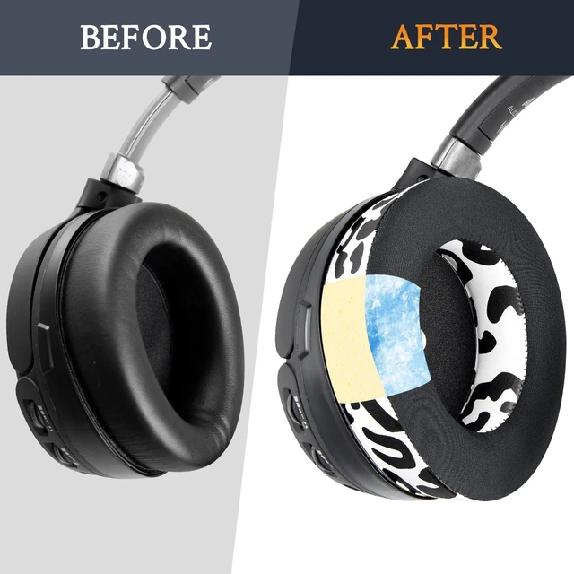 Alt view image 5 of 7 - Cooling-Gel Replacement Earpads for Audeze Penrose/Penrose X/Mobius, Ear Pads for HyperX Cloud Orbit/Orbit S Headphones, Cushions with Ice Silk Fabric, Noise Isolation Foam - Snow Leopard