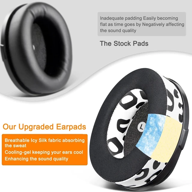 Alt view image 6 of 7 - Cooling-Gel Replacement Earpads for Audeze Penrose/Penrose X/Mobius, Ear Pads for HyperX Cloud Orbit/Orbit S Headphones, Cushions with Ice Silk Fabric, Noise Isolation Foam - Snow Leopard
