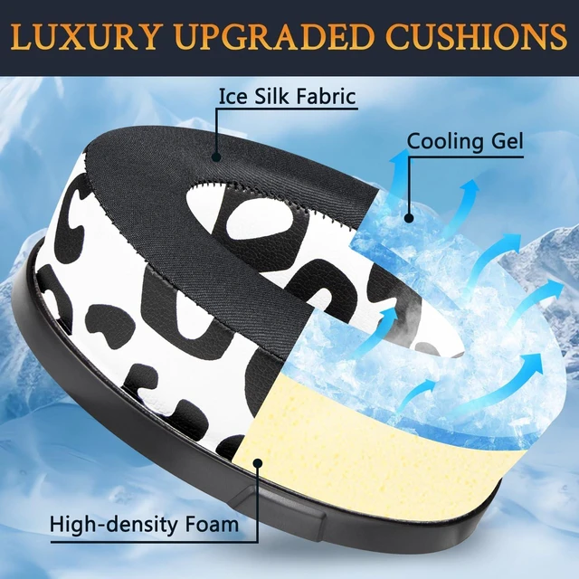 Alt view image 4 of 7 - Cooling-Gel Replacement Earpads for Audeze Penrose/Penrose X/Mobius, Ear Pads for HyperX Cloud Orbit/Orbit S Headphones, Cushions with Ice Silk Fabric, Noise Isolation Foam - Snow Leopard