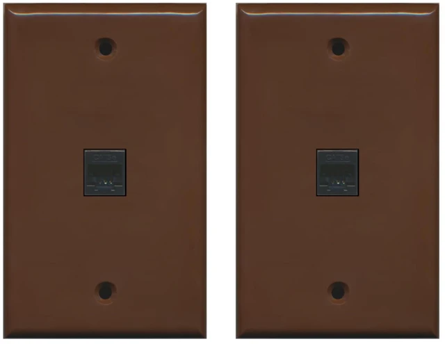 Main image of (2 Pack) 1 Port Cat5e Rj45 Ethernet Wall Plate Brown