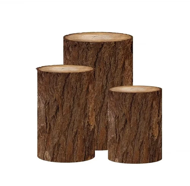 Alt view image 4 of 6 - Vintage Wooden Pedestal Covers for Birthday Party Decoration Wood Grainy Texture Plinth Cover Wedding Bridal Shower Photography Baptism Communion Cylinder Cover Props NO-236-D40H90