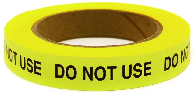 Main image of Do Not Use Sticker Tape, 3/4 Inch Neon Yellow, 40 Yards/Roll Writable Neon Tape with Clean-Remove Adhesive for Glass, Plastic and Tile, 4 Mil Thick. Made in USA