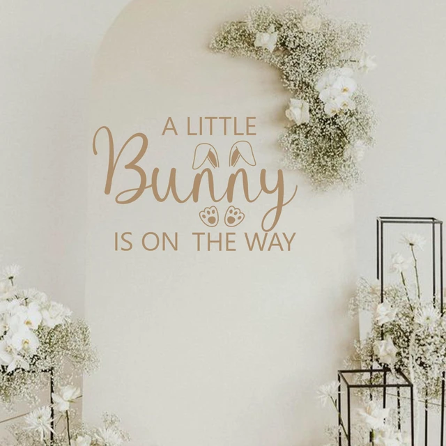 Main image of A Little Bunny is On The Way Baby Shower Balloons Arch Decal - Some Bunny Party Background Decal for Spring Easter Rabbit Themed Baby Shower