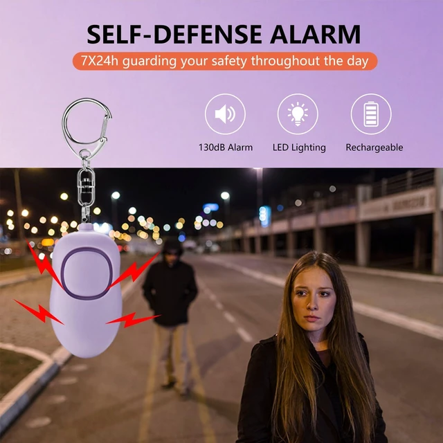 Alt view image 7 of 7 - Personal Safety Alarm for Women,2Pack 130dB Self Defense Keychain Rechargeable,USB-C,Strobe Light,SOS Siren,Dual trigger modes, Portable Personal Alarm for Elderly, Teens, College Students