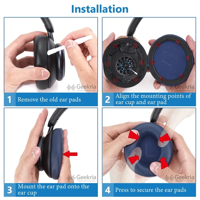 Alt view image 5 of 6 - Ear Pads for Anker Soundcore Space Q45 Life Q45, Blue For Soundcore Space Q45/SpaceQ45/Q45 Model A3040, Protein Leather, Memory Foam, Pair With Installation Tool