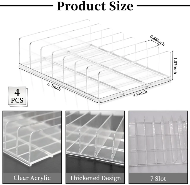 Alt view image 2 of 7 - 4 Pcs Acrylic CD Display Rack, Clear DVD Holder, Holds up to 56 CD Cases Vinyl Record Display Stand, Storage Organizer