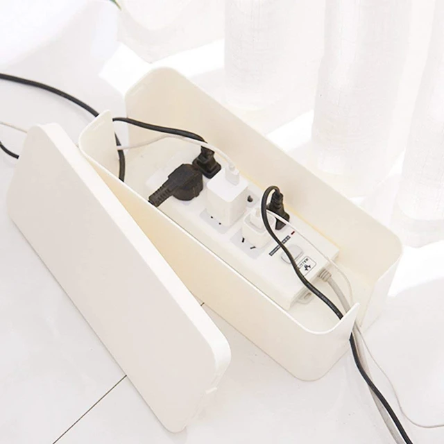 Alt view image 3 of 7 - Cable Management Box, 2 Set Cable Organizer for Cable and Cord Management, Storage and Holder to Cover and Hide & Power Strips & Cords (White)