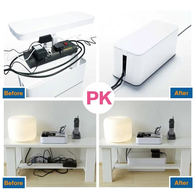 Alt view image 5 of 7 - Cable Management Box, 2 Set Cable Organizer for Cable and Cord Management, Storage and Holder to Cover and Hide & Power Strips & Cords (White)