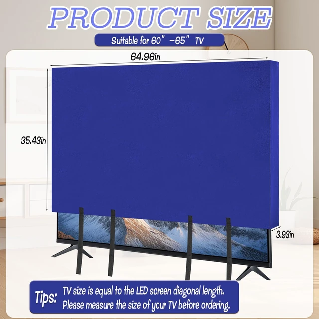 Alt view image 2 of 7 - TV Cover Moving Box 60" to 65" Flat Screen Protector Dustproof & Anti-Scratch Outdoor Indoor TV Screen Protector with Bottom Straps for Moving, Painting, Renovation & Pet Scratch Prevention (Blue)