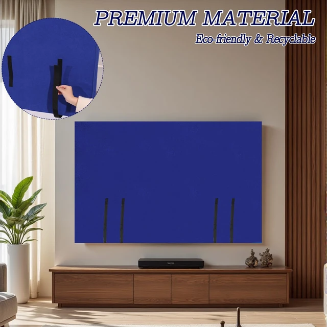 Alt view image 4 of 7 - TV Cover Moving Box 60" to 65" Flat Screen Protector Dustproof & Anti-Scratch Outdoor Indoor TV Screen Protector with Bottom Straps for Moving, Painting, Renovation & Pet Scratch Prevention (Blue)