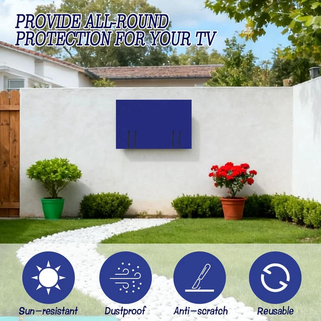 Alt view image 7 of 7 - TV Cover Moving Box 60" to 65" Flat Screen Protector Dustproof & Anti-Scratch Outdoor Indoor TV Screen Protector with Bottom Straps for Moving, Painting, Renovation & Pet Scratch Prevention (Blue)