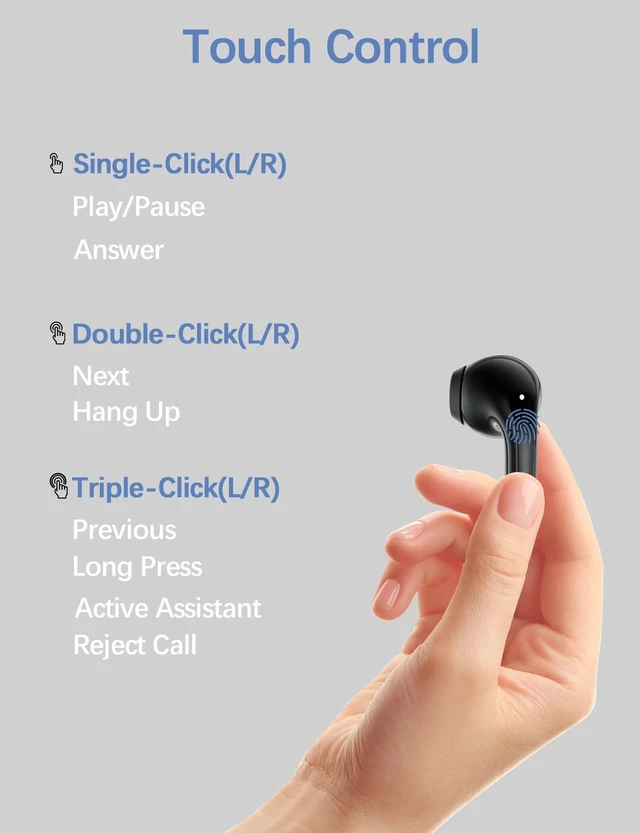 Alt view image 7 of 7 - for Apple Wireless Earbuds Small Headset Headphones Ear Bud Black 5.3 Bluetooth Earphones Workout Sport Gym iPhone 18 Duo 17 17e 16 16e 15 Pro 14 13 for Samsung Galaxy S26 S25 S24 S23 Android