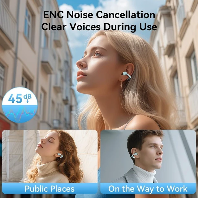 Alt view image 3 of 7 - Open Ear Earbuds, Bluetooth Clip On Headphones for Sports (Sky Blue)