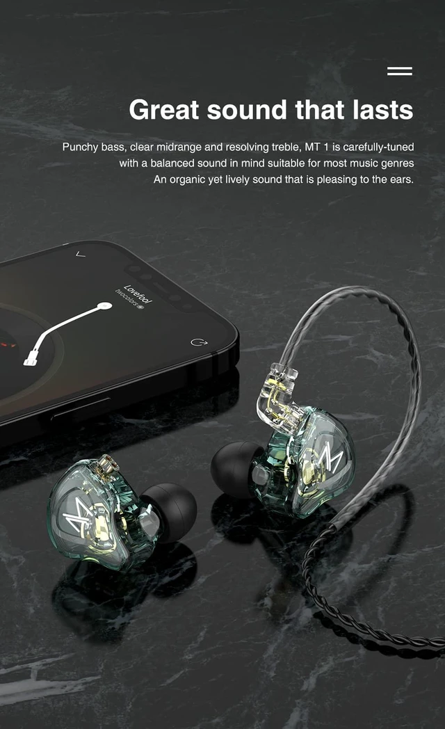Alt view image 7 of 7 - TRN MT1 in Ear Monitor Earbuds, TRN MT1 in-Ear Earbud with 10mm Composite Magnetic Dynamic in-Ear Earphone Headphones HiFi Headset with Detachable C Pin 0.75MM Cable(Type-C with mic, Grey)