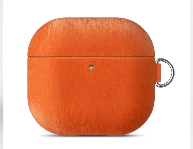 Alt view image 3 of 5 - for AirPods 5 / AirPods 4 Case, PU Leather with a Satin-Like Surface Handmade Protective Hard Shell Cover - Vegan Leather & PC Dual Layer Protection - Air Pods 5th Generation Case Cover - Orange