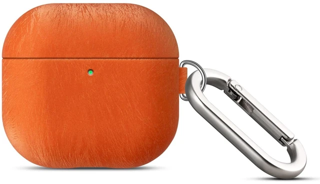 Alt view image 5 of 5 - for AirPods 5 / AirPods 4 Case, PU Leather with a Satin-Like Surface Handmade Protective Hard Shell Cover - Vegan Leather & PC Dual Layer Protection - Air Pods 5th Generation Case Cover - Orange