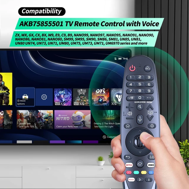 Alt view image 2 of 7 - Magic Replacement for LG TV Remote with Voice and Pointer FunctionAKB75855501 and MR20GA for LG Smart TV RemoteOLED/NANOCELL/ 4K UHD Models with Netflix and Prime Video Hot Keys,Google/Alexa