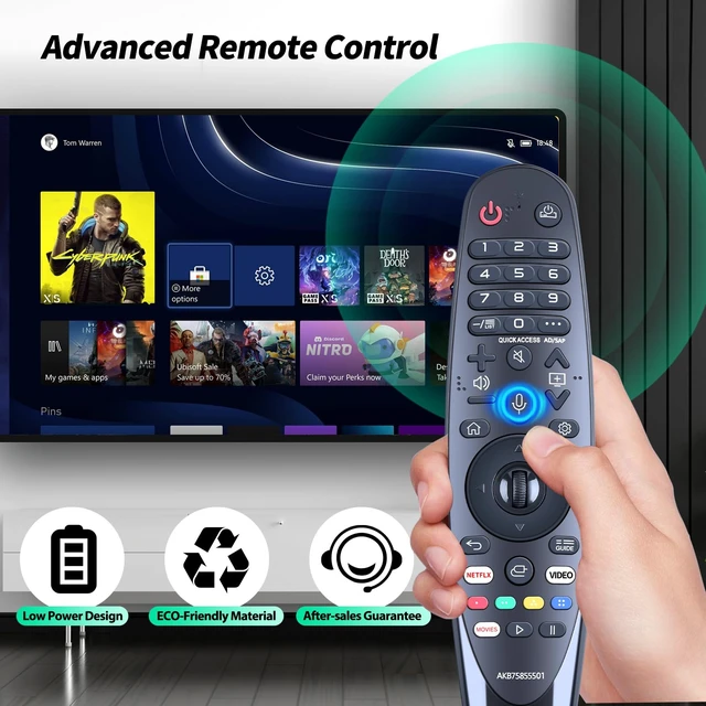Alt view image 5 of 7 - Magic Replacement for LG TV Remote with Voice and Pointer FunctionAKB75855501 and MR20GA for LG Smart TV RemoteOLED/NANOCELL/ 4K UHD Models with Netflix and Prime Video Hot Keys,Google/Alexa