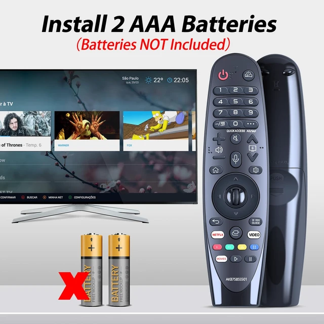 Alt view image 7 of 7 - Magic Replacement for LG TV Remote with Voice and Pointer FunctionAKB75855501 and MR20GA for LG Smart TV RemoteOLED/NANOCELL/ 4K UHD Models with Netflix and Prime Video Hot Keys,Google/Alexa