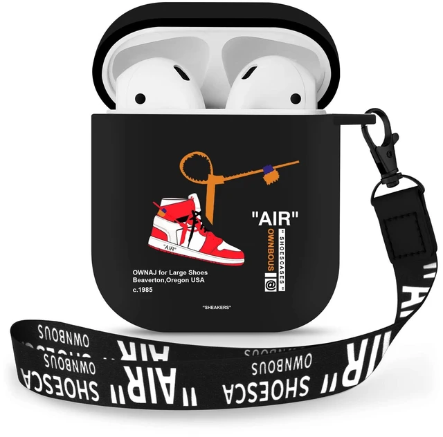 Main image of for Airpods 2nd Generation Case with Lanyard Cute Cartoon Sports Shoes, Protective TPU Soft Cases Cover Rugged for Apple Airpods 1st Generation Case with Keychain for Women MenBlack Red