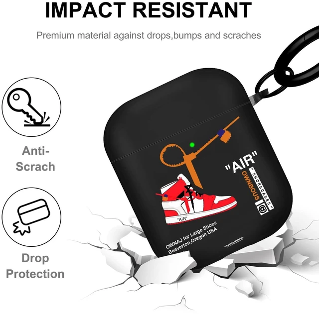 Alt view image 5 of 7 - for Airpods 2nd Generation Case with Lanyard Cute Cartoon Sports Shoes, Protective TPU Soft Cases Cover Rugged for Apple Airpods 1st Generation Case with Keychain for Women MenBlack Red