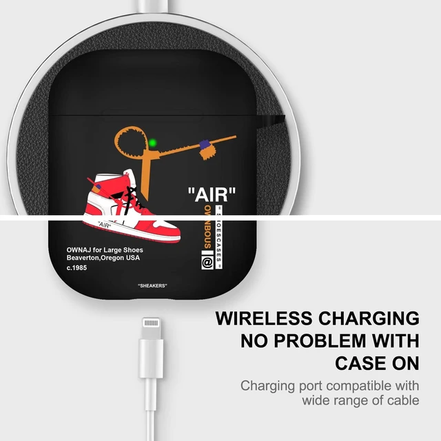 Alt view image 7 of 7 - for Airpods 2nd Generation Case with Lanyard Cute Cartoon Sports Shoes, Protective TPU Soft Cases Cover Rugged for Apple Airpods 1st Generation Case with Keychain for Women MenBlack Red