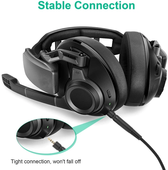 Alt view image 3 of 7 - GSP 600 Cable Replacement Audio Cable for Sennheiser GSP 670, GSP 600, GSP 500, GSP 350, PC 373D, Game One, Game Zero, G4ME ONE Headphone, 2.5 to 3.5 mm Aux Cord 6.5 FT