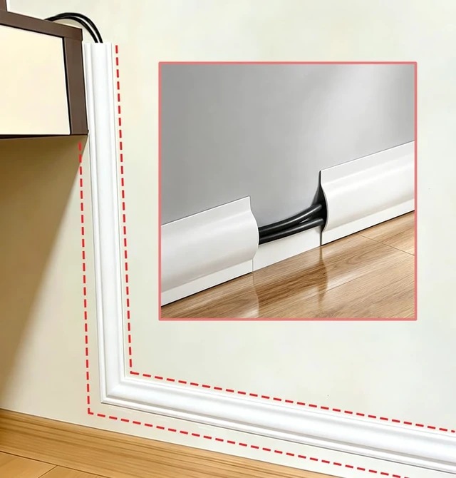 Alt view image 7 of 7 - Floor Cord Cover 10FT White, SelfAdhesive Floor Cord Hider Concealer to Prevent Trips, Cable Management Protector for Wires on Floors, for Home Office Garage