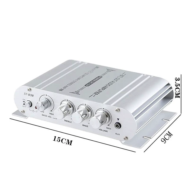 Alt view image 2 of 5 - Sundeer 2.1 Channel Mini Amplifier 20W+20W+40W Hi-Fi Power Amplifier with 12V 2A Power Supply, Subwoofer Amp Stereo Bass Treble RCA Input Audio for CD MP3 MP4 PC Car Home Speaker